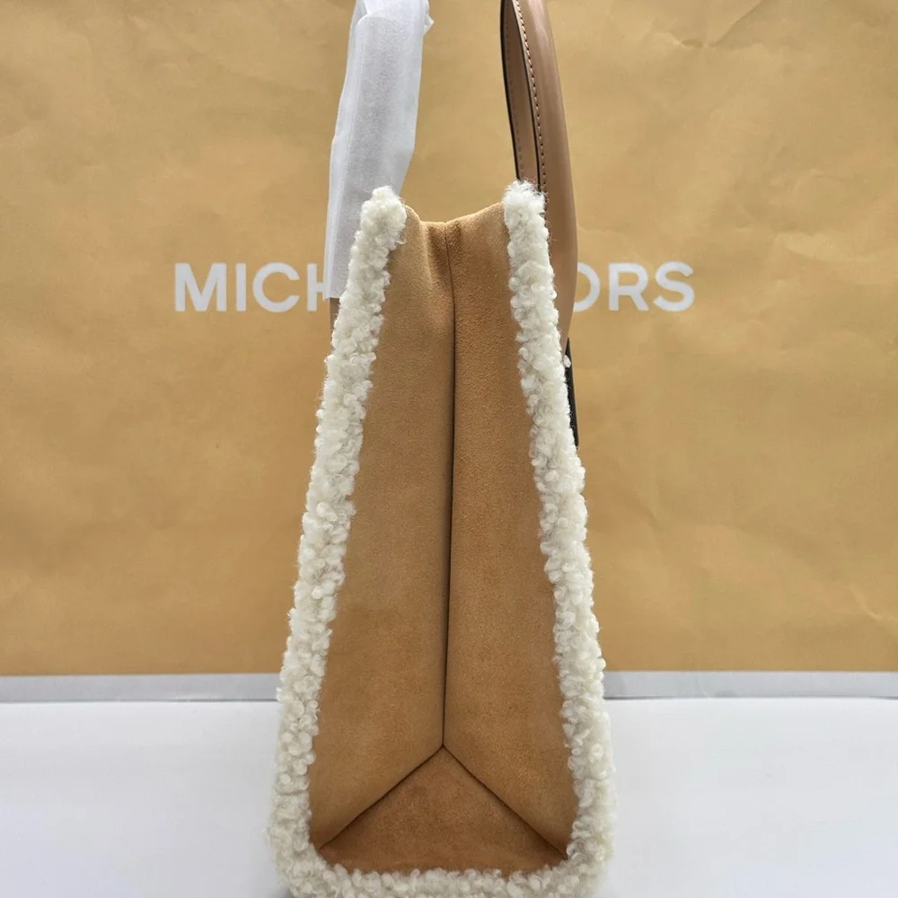 MICHAEL KORS 
Mirella Medium Suede and Faux Shearling Tote Bag - Picture 7 of 16